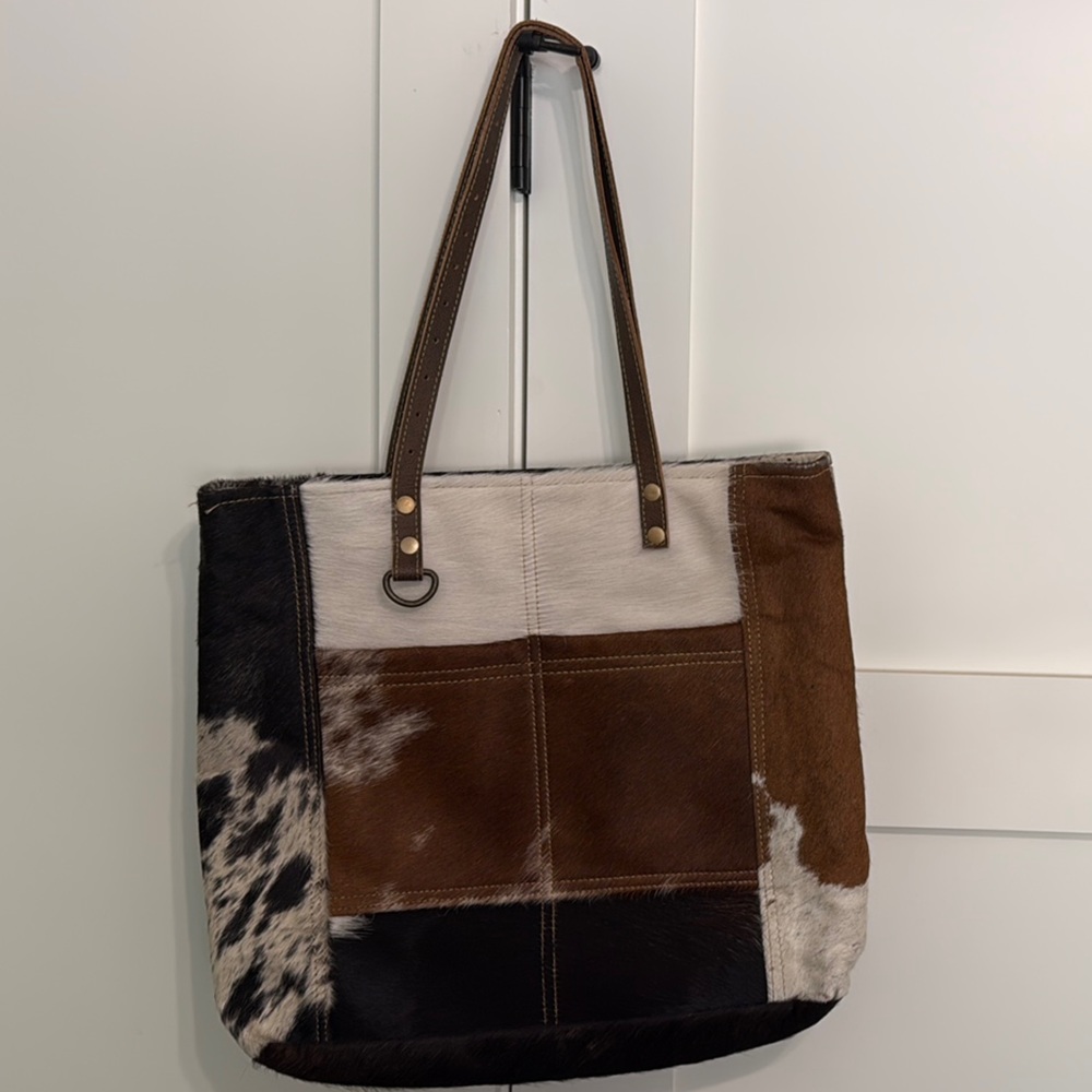 Myra Bag Brown and Black Patchwork Shoulder Bag